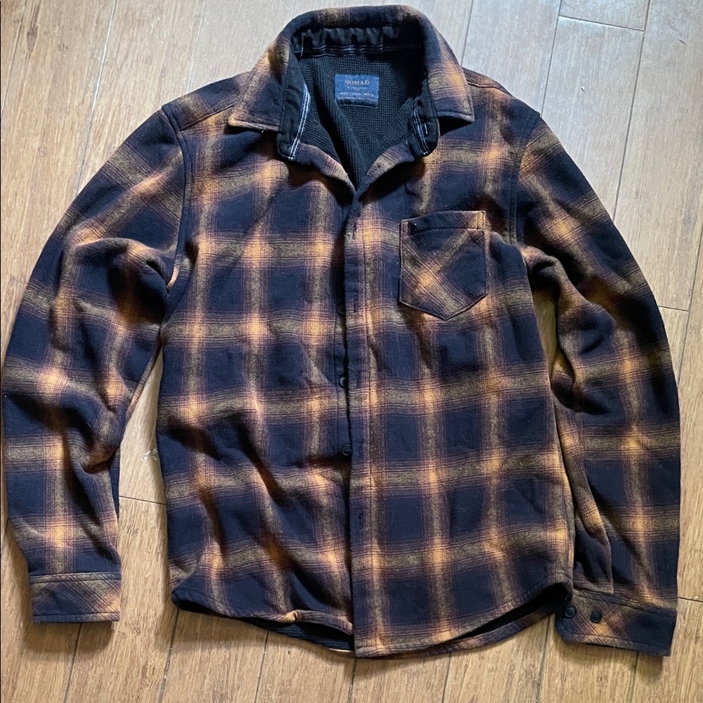 Nomad Men's Black and Orange Checkered Shirt Jacket
Never worn